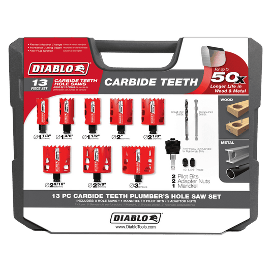 Diablo Tools DHS13SPLCT 13 pc Carbide Plumbers Hole Saw Set