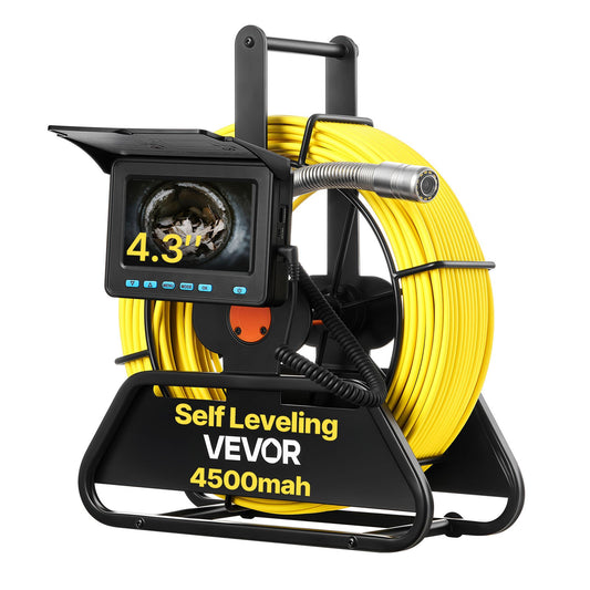 Sewer Camera, 164 ft/50m, Self-Leveling Drain Inspection Camera with 4.3" 1080P HD Screen, IP68 Waterproof Snake Plumbing Camera with Lights - 12 LEDs & 16GB Card for Sewer Line Duct Pipe | VEVOR US